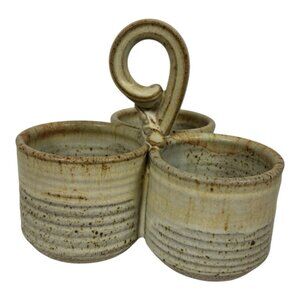 Chris Davis Art Pottery Condiment Server Signed Perkins Cove Ogunquit Maine